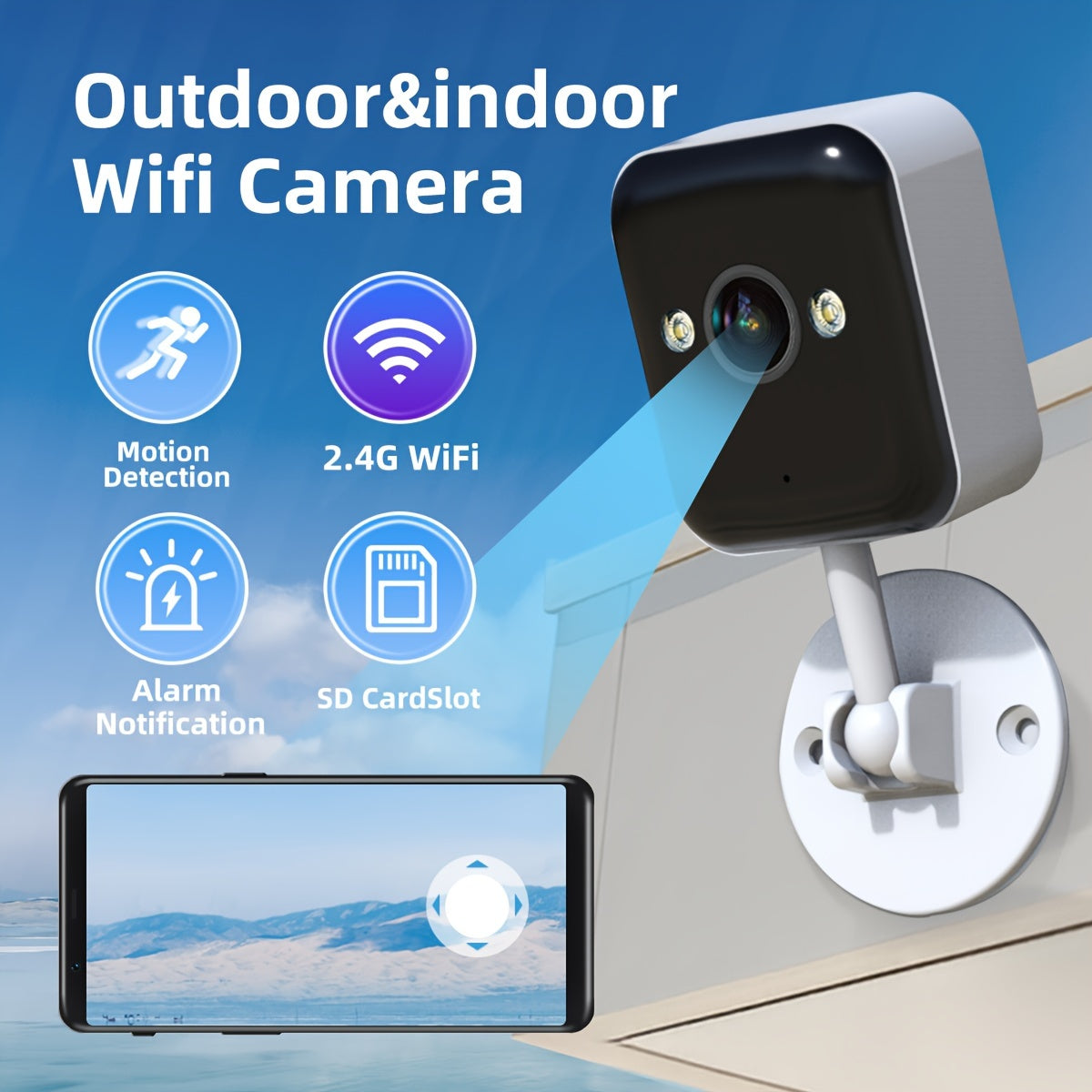 JOOAN 1080P Full HD Wireless Security Camera with 2.4G WiFi, Full Color Night Vision, Two-Way Audio, Motion Detection, Built-in AP Hotspot, No Network Needed, USB Powered for Home Safety, Pet & Elderly Care, Wireless Outdoor