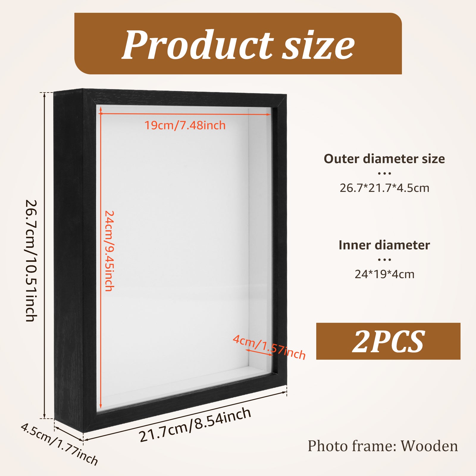 Shadow Box Picture Frame Wall Mounted Shadow Box Simple Elegant Display Cases Rectangle for Display Photos Medals Awards