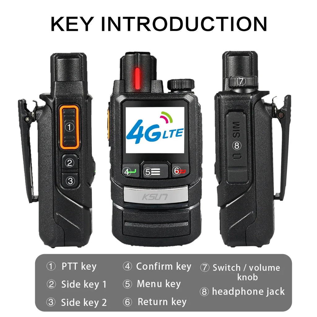 Andriod 8.1 Walkie Talkie For Newest Zello GLOBAL Radio Long Range 4G Network SIM Card Optional Mobile Radio POC KSUT ZL60