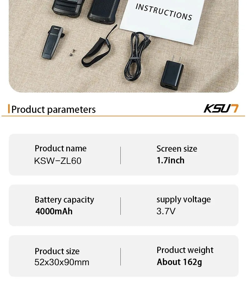 Andriod 8.1 Walkie Talkie For Newest Zello GLOBAL Radio Long Range 4G Network SIM Card Optional Mobile Radio POC KSUT ZL60