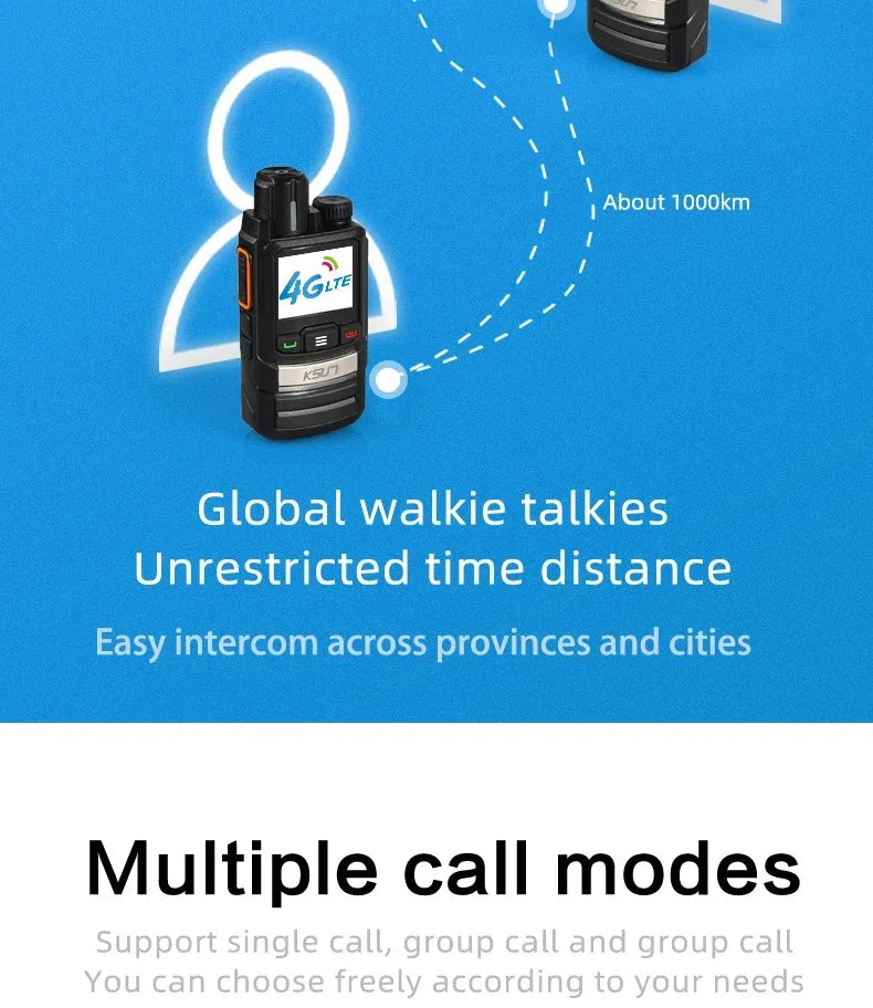 Andriod 8.1 Walkie Talkie For Newest Zello GLOBAL Radio Long Range 4G Network SIM Card Optional Mobile Radio POC KSUT ZL60