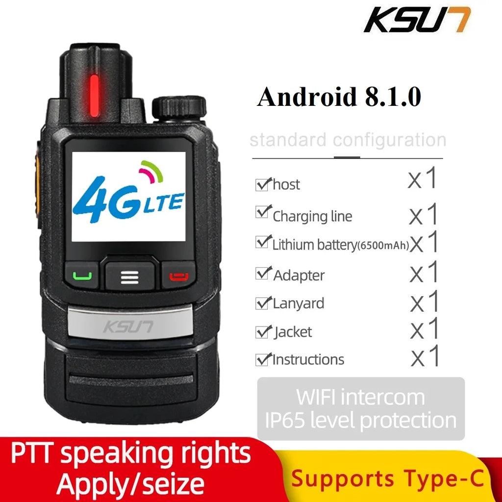 Andriod 8.1 Walkie Talkie For Newest Zello GLOBAL Radio Long Range 4G Network SIM Card Optional Mobile Radio POC KSUT ZL60