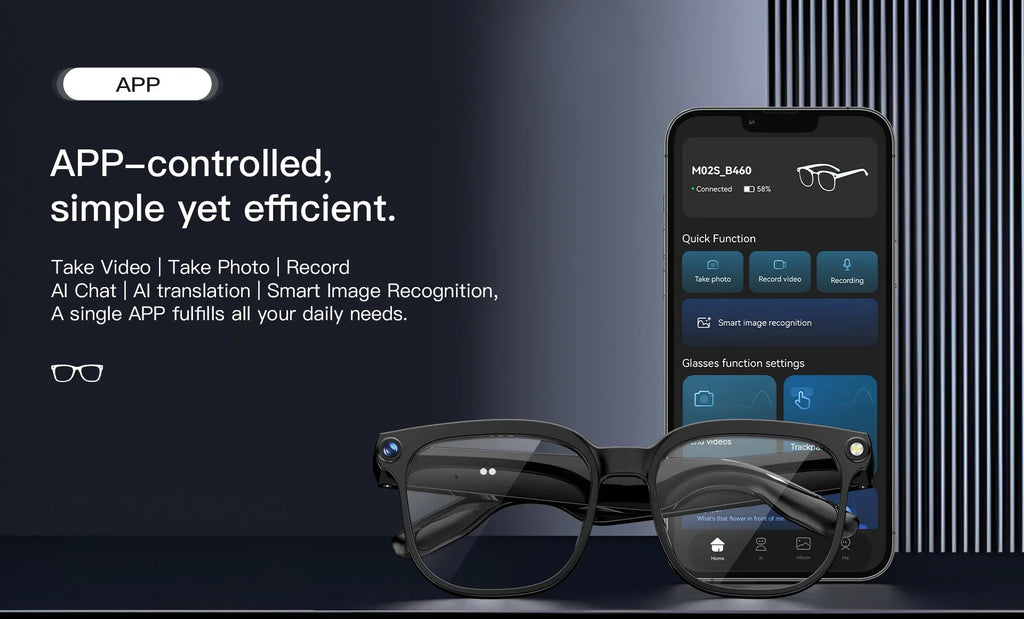 2026 AI Smart Glasses with 8MP Camera Video Recording 100+ Languages Translation Bluetooth Call Music Play Sunglasses Men Women