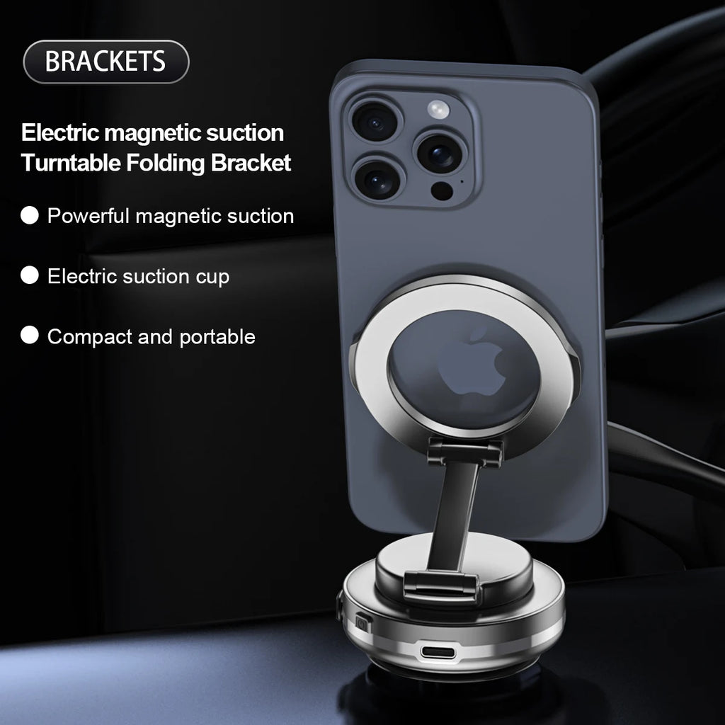 Strong Magnetic Suction Phone Holder, Foldable Design, 360° Adjustable Vacuum Mount for Car, Desk, Bathroom, Universal Use