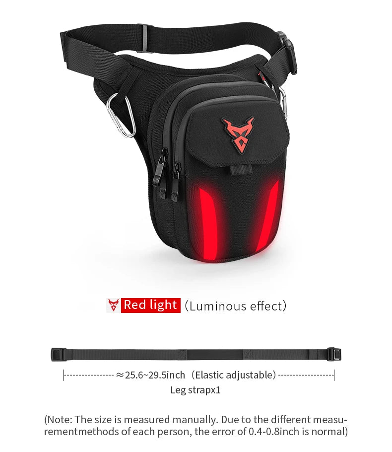 LED Light Drop Leg Bag Motorcycle Waterproof Waist Bag Hip Bum Fanny Pack For Outdoor Riding Cycling Hiking Fishing Climbing