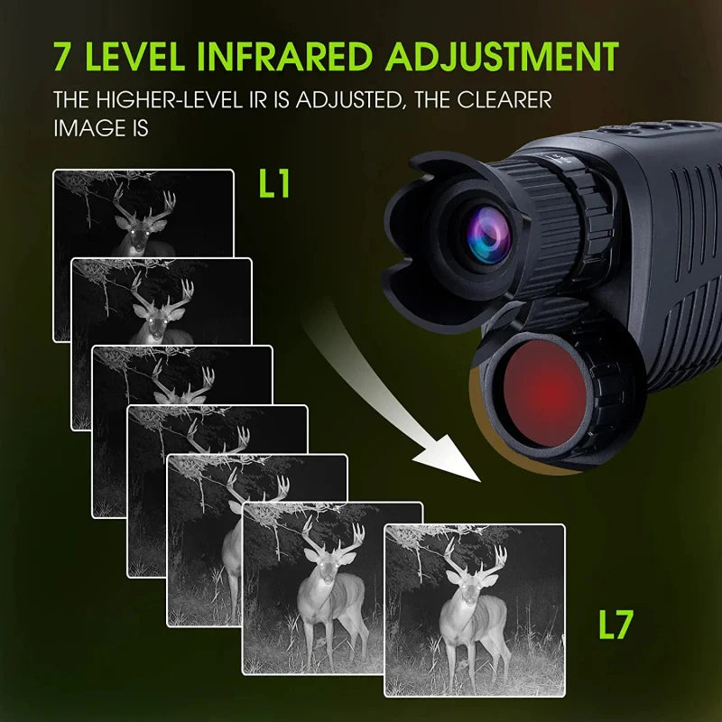 Monocular Night Vision Device 1080P HD Infrared 5x Digital Zoom Hunting Telescope Outdoor Day Night Dual Use 100% Darkness 300m