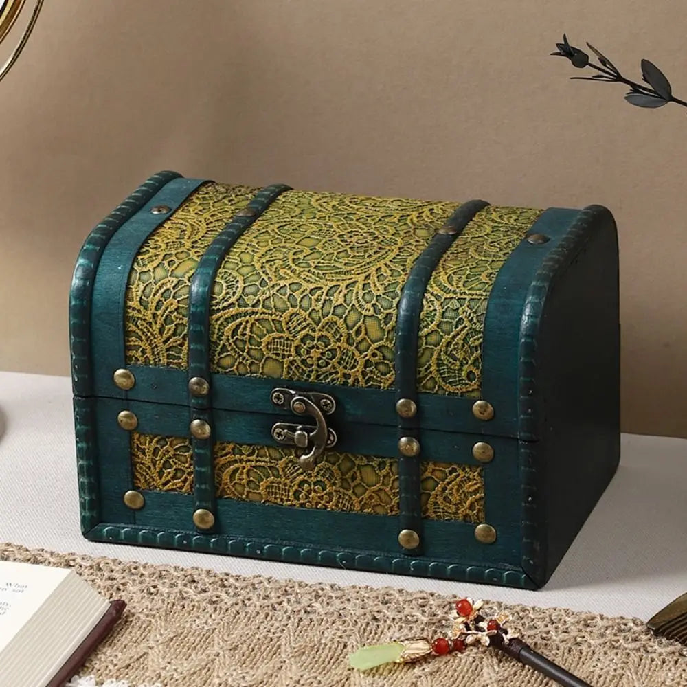 Antique Wooden Storage Box Wooden Antique Finish Jewelry Keepsakes Box Carved Design with Lid Organizers Case Bedroom
