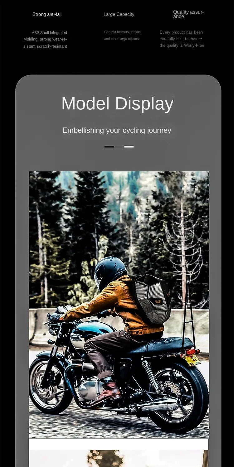 Rider Motorcycle LED Backpacks Light Bluetooth Carbon Fiber School Bags Hardshell Motorcycle Riding Full Helmet Backpack Rugzak