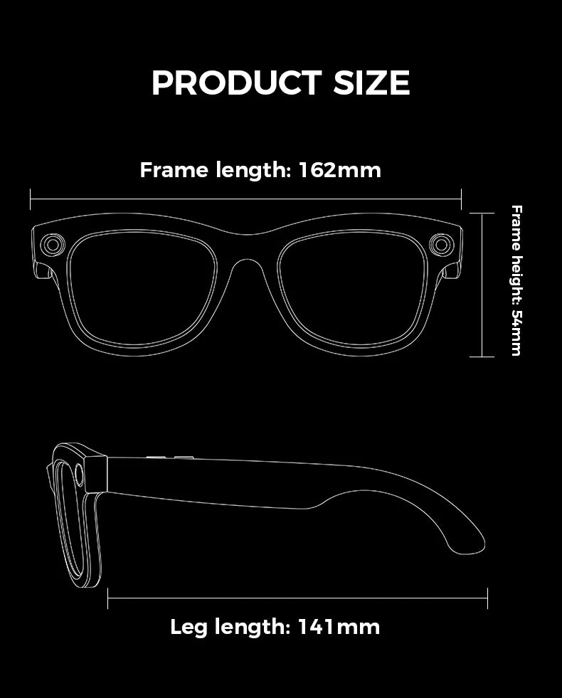 2025 New AI Smart Glasses 8MP HD Camera Sunglasses Photos Video Recorder dual-microphone Anti-blue Smart Waterproof Glasses