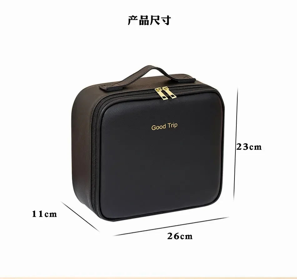 New LED illuminated makeup bag with mirror case, large capacity, high-end feel, portable and handheld