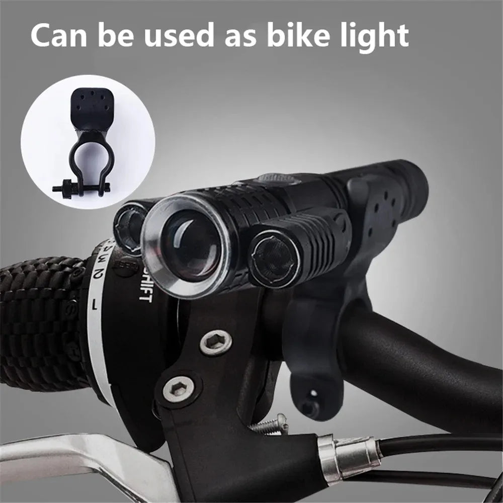 Tactical Flashlight 13000 Lumens 360' Adjustable USB Rechargeable Torch 18650 Hand Lamp Zoomable Bicycle Light Best For Camping