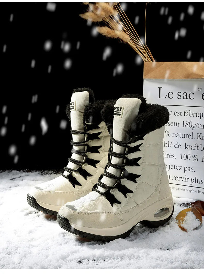 Winter Hiking Boots Shoes for Women Platform Fur Warm Snow Boots Waterproof Slip on Women Comfortable Outdoor Ankle Boots Winter