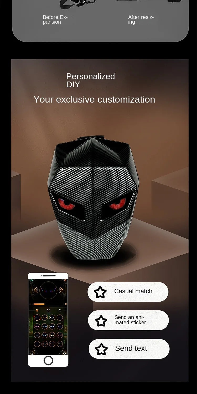 Rider Motorcycle LED Backpacks Light Bluetooth Carbon Fiber School Bags Hardshell Motorcycle Riding Full Helmet Backpack Rugzak
