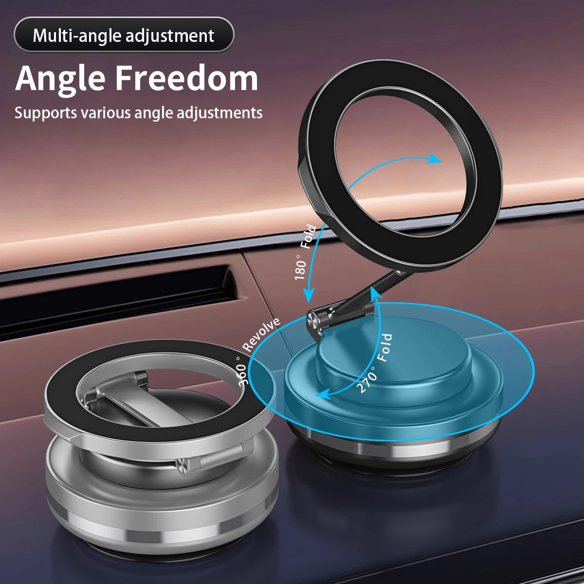 Strong Magnetic Suction Phone Holder, Foldable Design, 360° Adjustable Vacuum Mount for Car, Desk, Bathroom, Universal Use