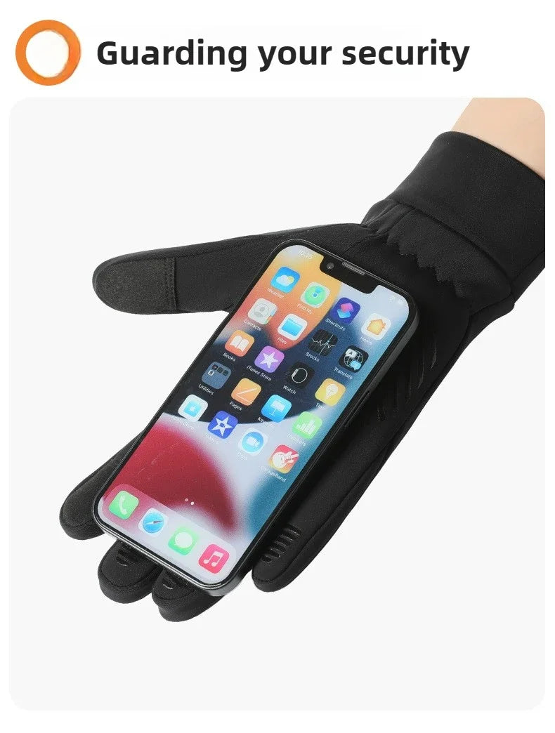 Men Winter Warm Gloves Waterproof Windproof Touchscreen Fleece Lined Thermal Anti Slip Gloves for Outdoor Cycling Hiking