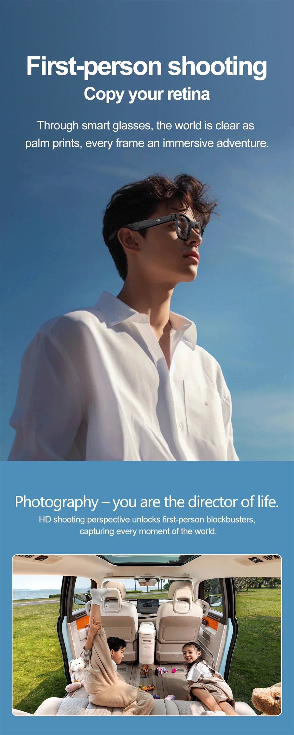 New AI Smart Glasses 500W Camera 1080P Video Smart Glasses with Camera Bluetooth Glasses Anti-Blue Light Glasses Everyday Wear