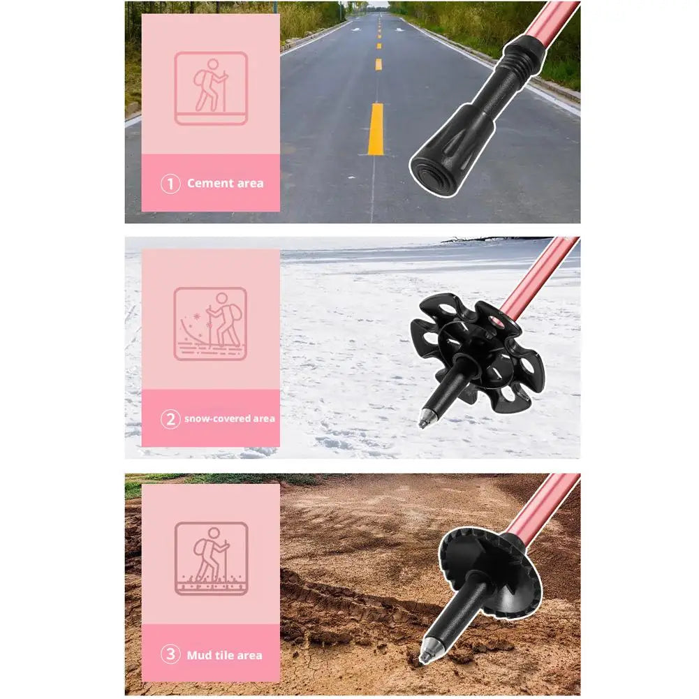 Mountaineering Stick - Carbon Fiber Telescopic Three-section Outdoor Hiking Stick Outdoor Lockable Handrail For Walking