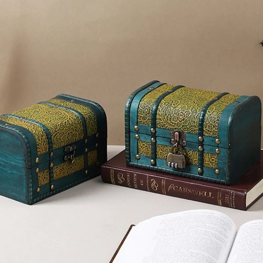 Antique Wooden Storage Box Wooden Antique Finish Jewelry Keepsakes Box Carved Design with Lid Organizers Case Bedroom