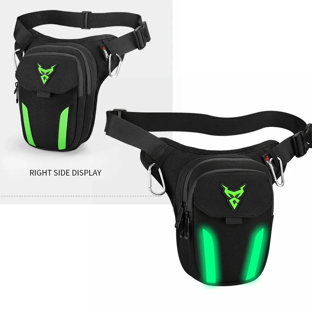 LED Light Drop Leg Bag Motorcycle Waterproof Waist Bag Hip Bum Fanny Pack For Outdoor Riding Cycling Hiking Fishing Climbing