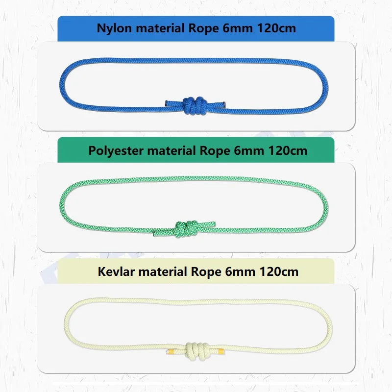 Outdoor 6mm Prusik Cord Rope 120cm Length Accessory Rope Durable Heat Resistant Polyester Nylon Kevlar Rock Climbing Rope