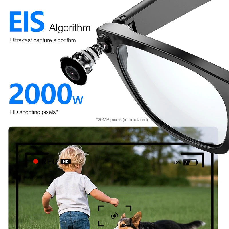 New AI Smart Glasses 500W Camera 1080P Video Smart Glasses with Camera Bluetooth Glasses Anti-Blue Light Glasses Everyday Wear