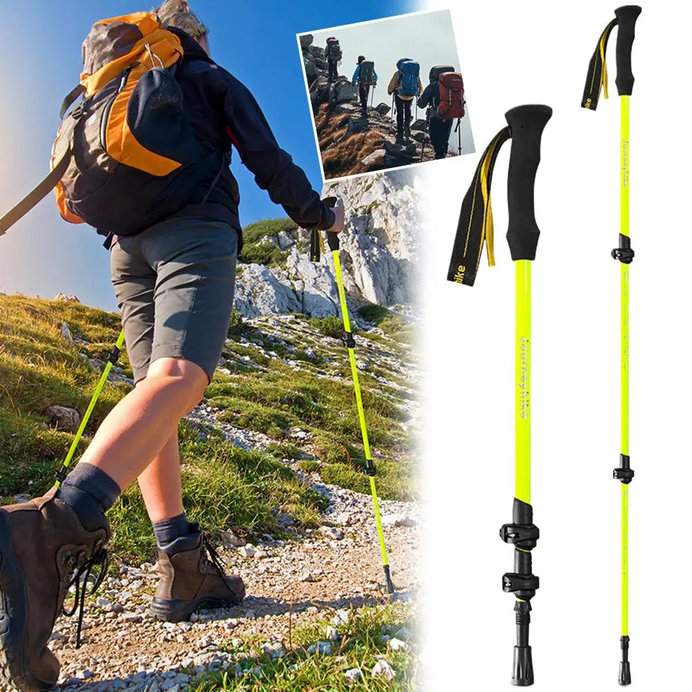 Mountaineering Stick - Carbon Fiber Telescopic Three-section Outdoor Hiking Stick Outdoor Lockable Handrail For Walking
