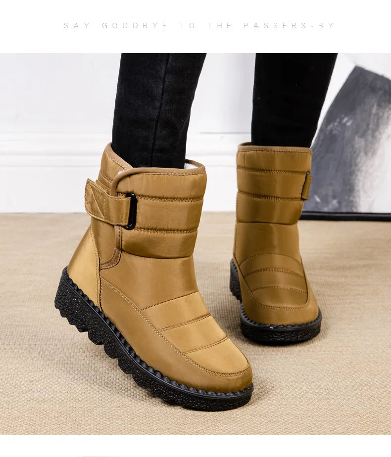Women Boots 2025 Winter Warm Woman Waterproof Snow Boots Winter Warm Fur Botas Mujer Cotton shoes Black Ankle Boots For Women