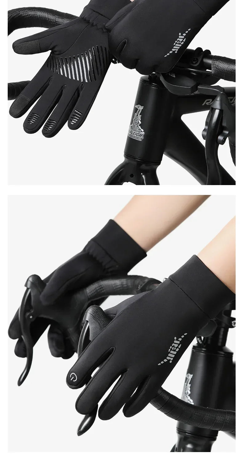 Men Winter Warm Gloves Waterproof Windproof Touchscreen Fleece Lined Thermal Anti Slip Gloves for Outdoor Cycling Hiking