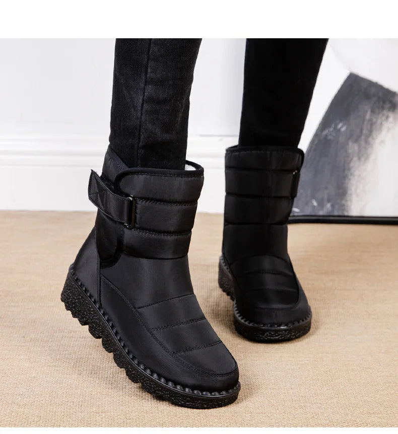 Women Boots 2025 Winter Warm Woman Waterproof Snow Boots Winter Warm Fur Botas Mujer Cotton shoes Black Ankle Boots For Women