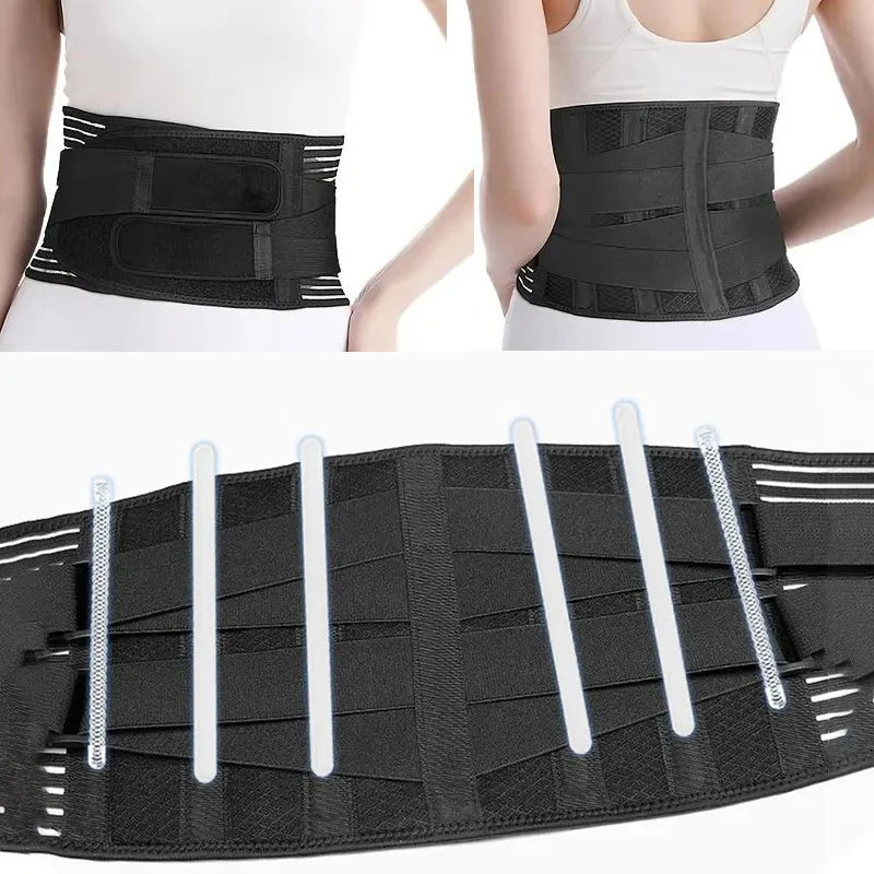 Back Brace Adjustable Waist Belt Support Brace for Lumbar Trainer Sweat Belt for Sports NewAssistance with Spring 6 Steel Plates