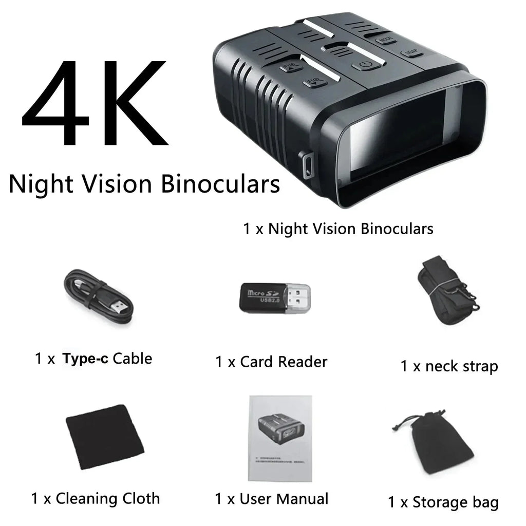 2025 New Video Recorder 4K Night Vision Binoculars 10x Digital Zoom 800m Range 8W Infrared WiFi Telescope for Hunting Camping