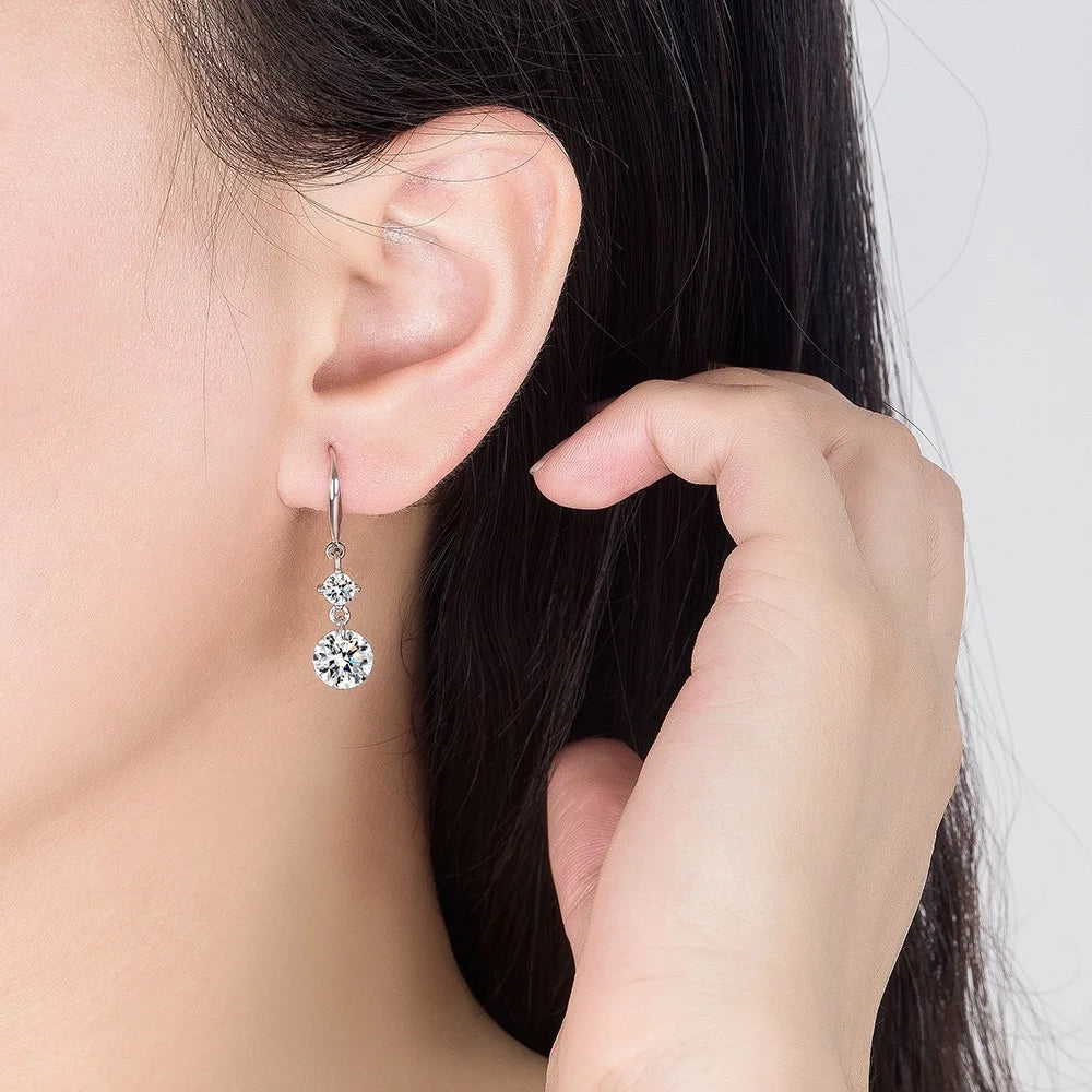 Lihong Women's 925 Sterling Silver AAAAA Zircon Long Earrings Fashion Jewelry for Wedding Gift