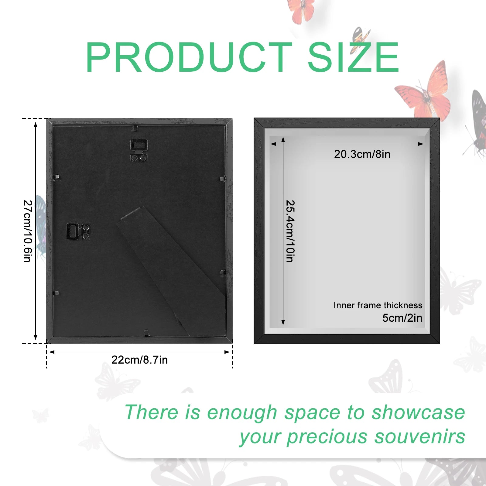 Shadow Box Picture Frame Wall Mounted Shadow Box Simple Elegant Display Cases Rectangle for Display Photos Medals Awards