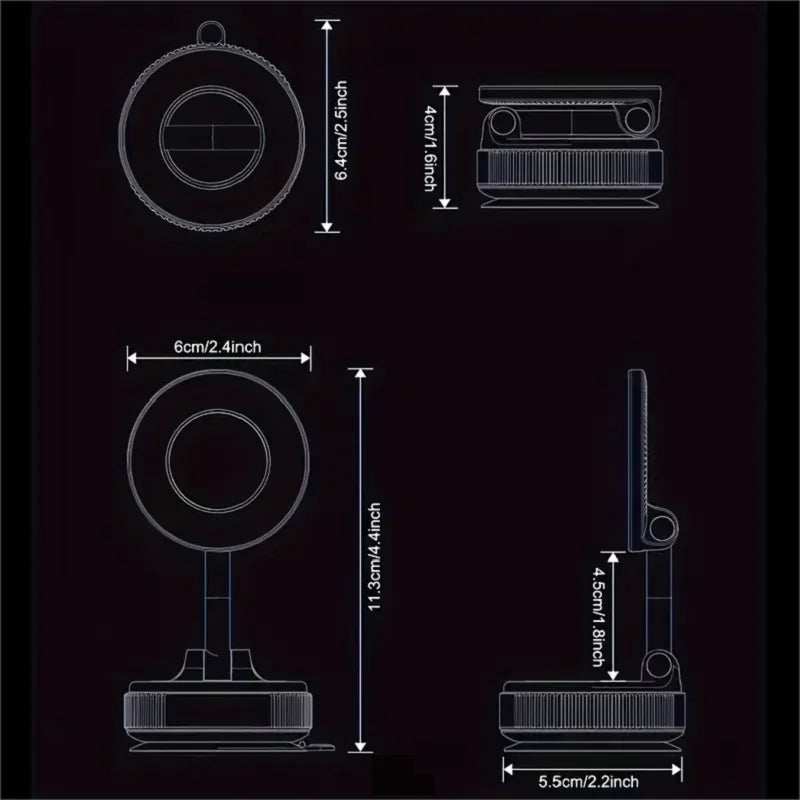 360° Rotating Vacuum Magnetic Car Phone Holder  New Model Dashboard Glass Mount Multi-Scenario Automotive Navigation Stand