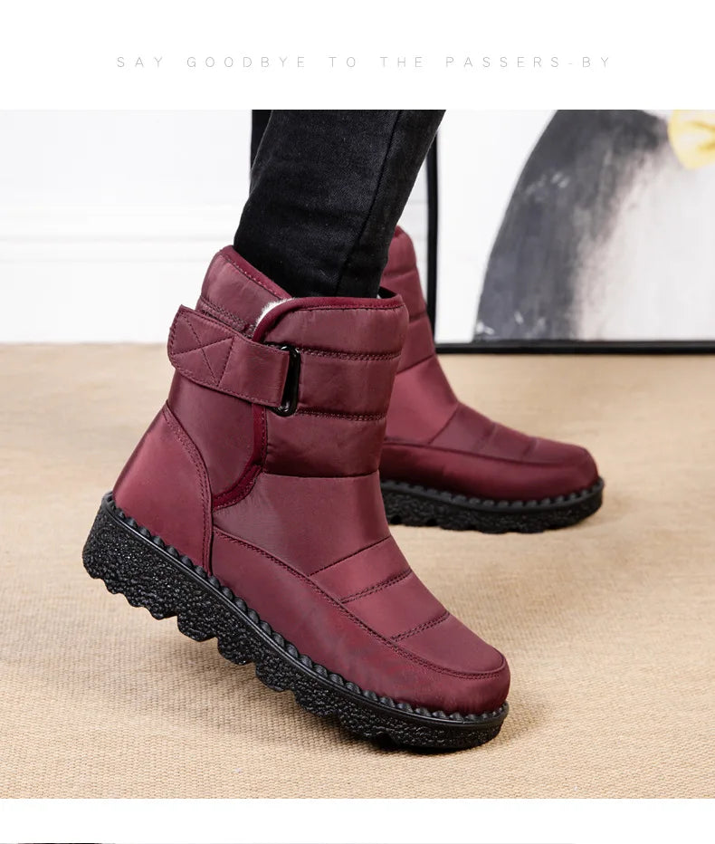 Women Boots 2025 Winter Warm Woman Waterproof Snow Boots Winter Warm Fur Botas Mujer Cotton shoes Black Ankle Boots For Women