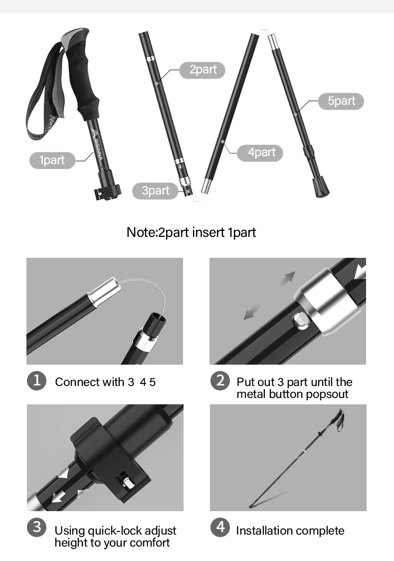 BSWOLF 2Pcs Ultralight Trekking Poles  Walking Sticks Hiking Canes  Folding Aluminum Walking Pole  Nodic Walking Sticks