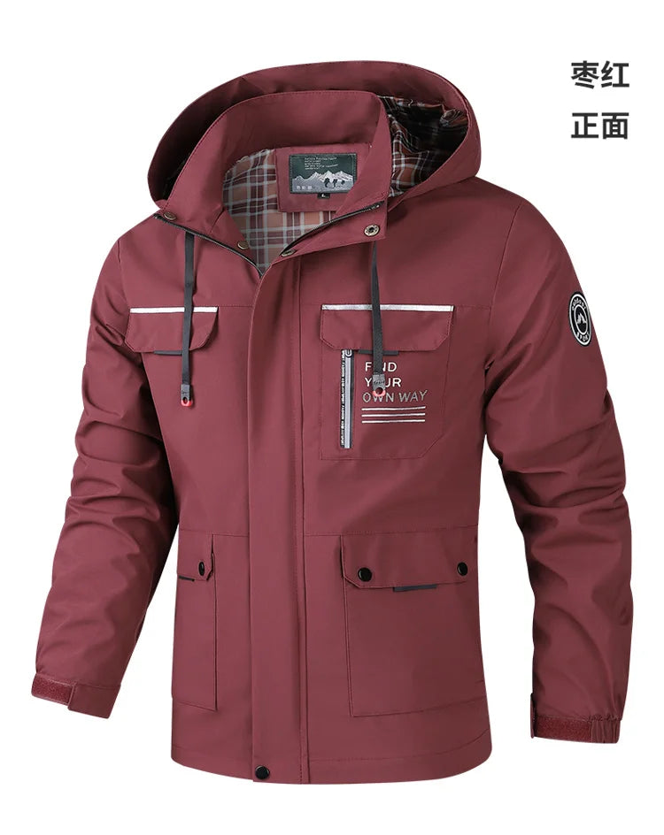 Fashion Men's Casual Windbreaker Jackets Hooded Jacket Man Waterproof Outdoor Soft Shell Winter Coat Clothing Warm Fleece Thick