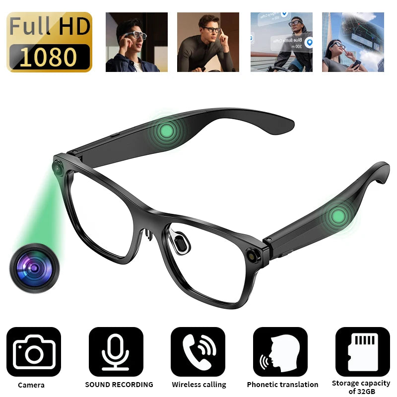 New AI Smart Glasses 500W Camera 1080P Video Smart Glasses with Camera Bluetooth Glasses Anti-Blue Light Glasses Everyday Wear