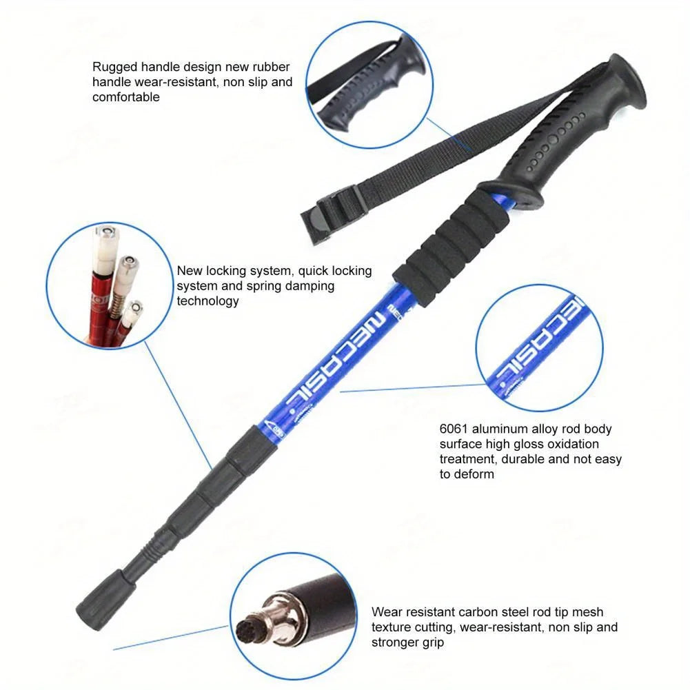 Trekking Poles Ultralight 4-Section Adjustable, Non-Slip Grip Hiking Sticks for Men Women, Anti-Rust Aluminum Alloy