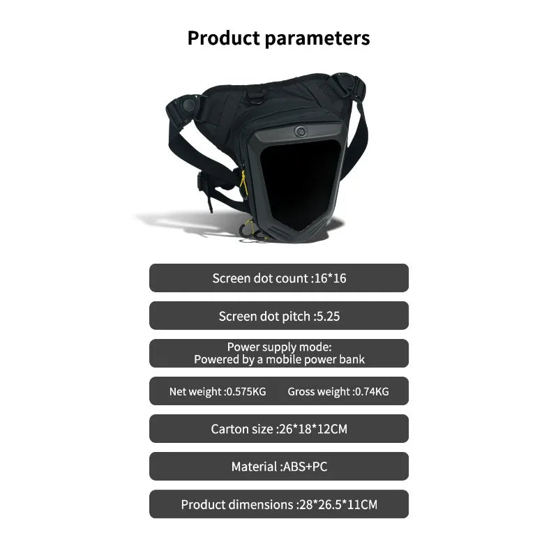 LED Riding Leg Bag Motorcycle Bike DIY pixel screen Single Cross Shoulder Waterproof Outdoor bag Loy Traveler S7-1 FireEye S8-1