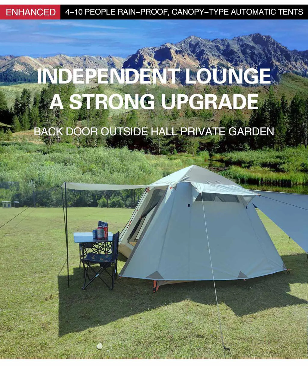 New Design Pop up Tent 5-8 Persons Easy Setup in 3 Seconds Camping Tent with Porch Automatic Folding Waterproof Tent