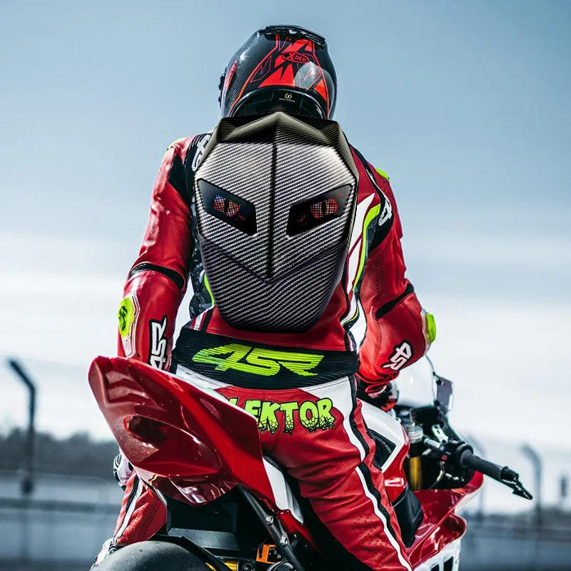 Rider Motorcycle LED Backpacks Light Bluetooth Carbon Fiber School Bags Hardshell Motorcycle Riding Full Helmet Backpack Rugzak