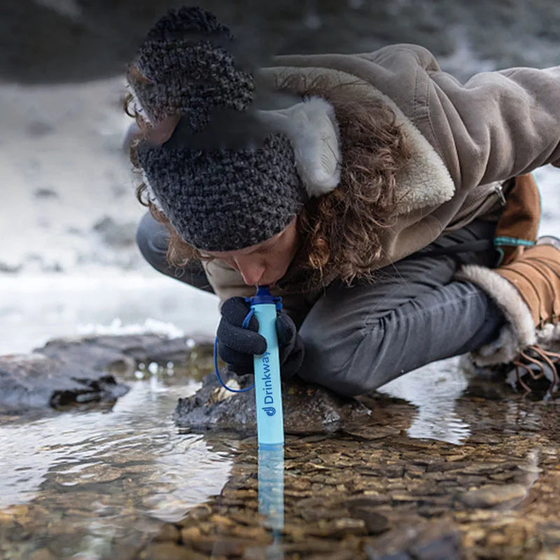 Outdoor Water Filter Straw Portable Emergency Survival Gear for Camping Hiking and Water Purification Personal Filtration Gear