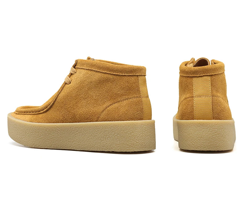 Smile Circle Wallabee Cup Cow Suede Leather Shoes Women Lace up Ankle Boots Thick Bottom Comfortable Flat Casual Sho