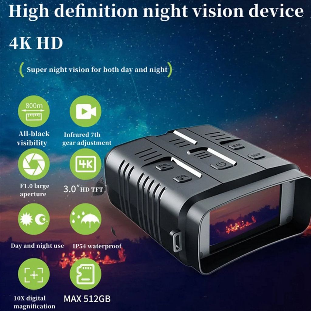 A04I N009 4K HD Binoculars Night Vision Infrared 2160P HD Outdoor Camping Hunting Night Vision Goggle Day Night Dual Use 800M