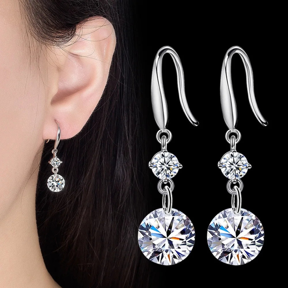 Lihong Women's 925 Sterling Silver AAAAA Zircon Long Earrings Fashion Jewelry for Wedding Gift