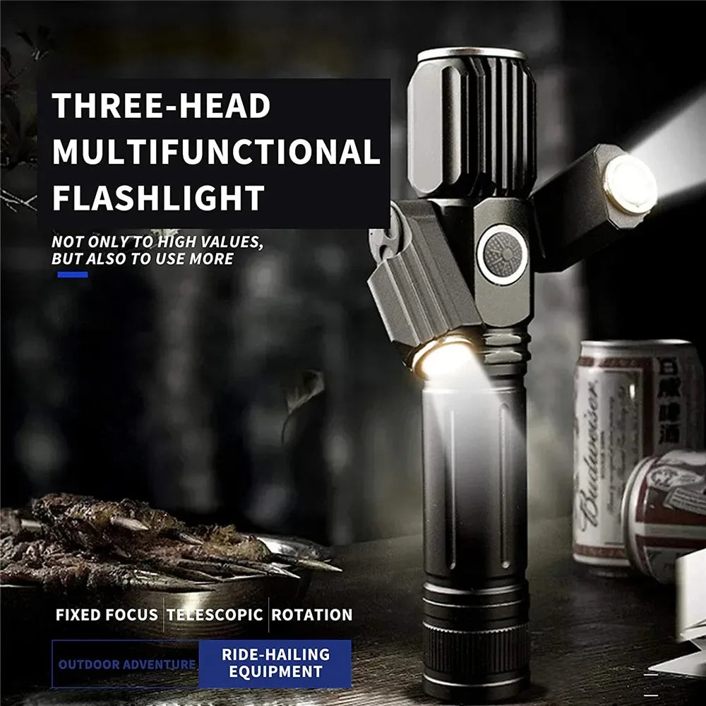 Tactical Flashlight 13000 Lumens 360' Adjustable USB Rechargeable Torch 18650 Hand Lamp Zoomable Bicycle Light Best For Camping