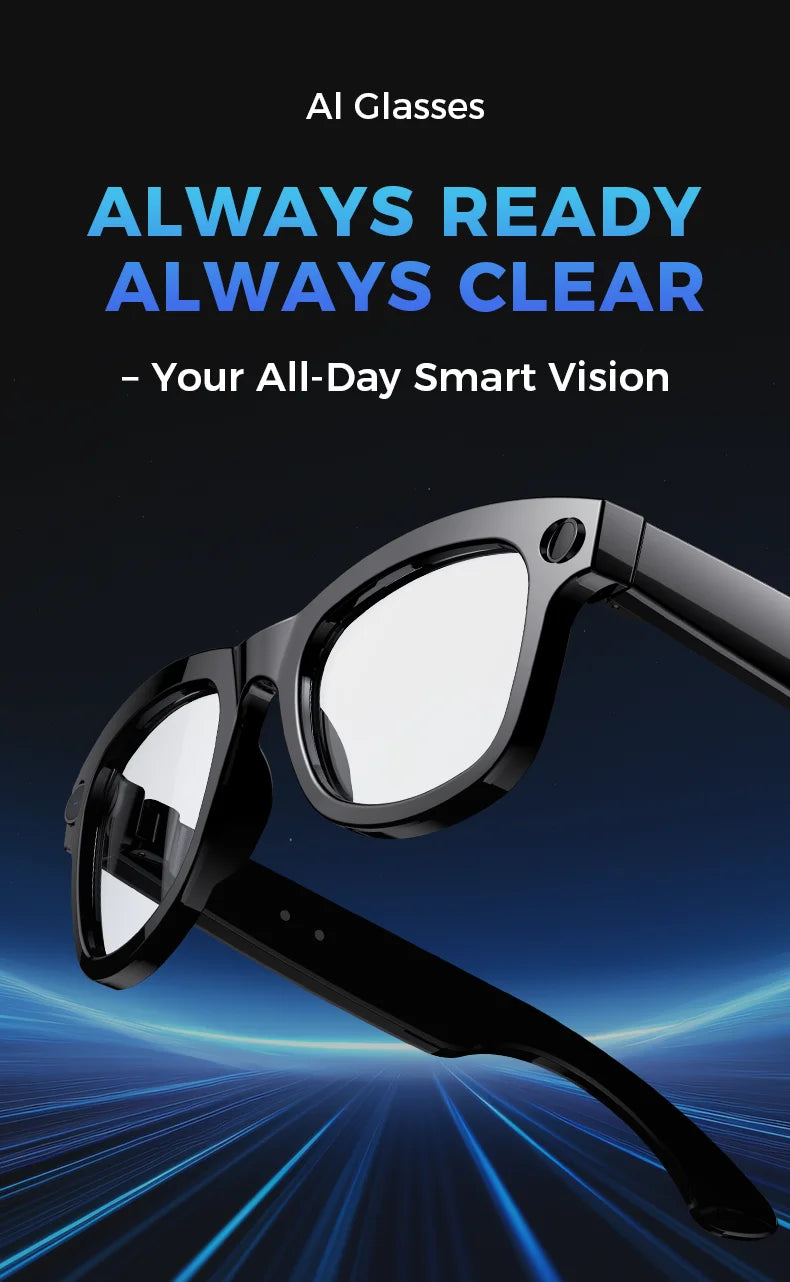 Ai Smart Glasses With 800w High-definition Camera, 4G Memory,Bluetooth Headphones,call,Music,Photo Shooting,Video Recording