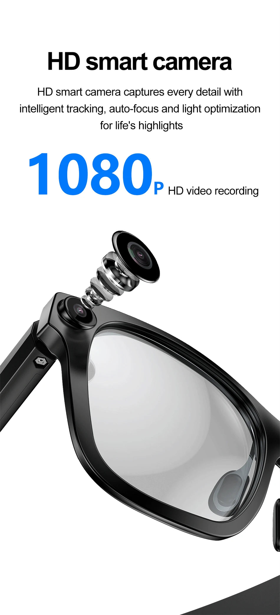 New AI Smart Glasses 500W Camera 1080P Video Smart Glasses with Camera Bluetooth Glasses Anti-Blue Light Glasses Everyday Wear