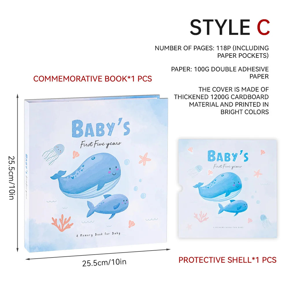 Baby Memory Book Scrapbook Photo Album Pregnancy Diary Cute Animal Keepsake Record Growth Journal Hand Account For New Parents